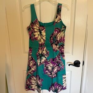Nine West Teal Floral Sleeveless Dress Size 4